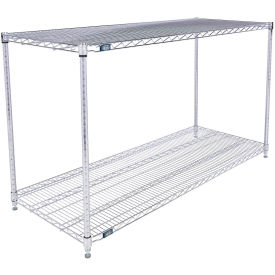Global Industrial 2 Shelf, Chrome Wire Shelving Unit, Starter, 60"W x 24"D x 34"H