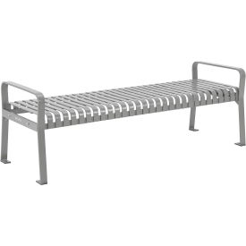 Global Industrial 48" L Outdoor Steel Slat Park Bench Without Back, Gray, Unassembled
