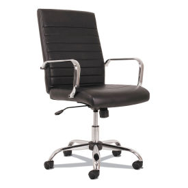 Sadie 5-Eleven Mid-Back Executive Chair, 17-1/8" to 20" Seat Height, Black Seat, Chrome Base