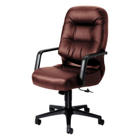 HON Pillow-Soft 2090 Series Executive High-Back Swivel/Tilt Chair, Burgundy, Black Base