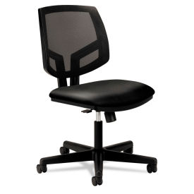 HON Volt Mesh Back Leather Task Chair with Synchro-Tilt, 18-1/8" to 22-3/8" Seat Height, Black