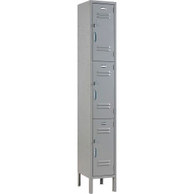 Global Industrial 3-Tier 3 Door Locker, 12"W x 15"D x 78"H, Gray, Unassembled