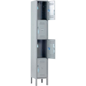 Global Industrial 4-Tier 4 Door Locker, 12"W x 15"D x 78"H, Gray, Unassembled