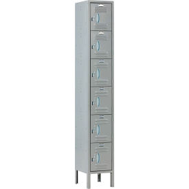 Global Industrial 6-Tier 6 Door Locker, 12"W x 15"D x 78"H, Gray, Unassembled