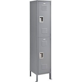 Global Industrial Infinity 2-Tier 2 Door Locker, 15"W x 15"D x 78"H, Gray, Unassembled