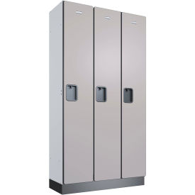 Global Industrial 1-Tier 3 Door Wood Locker, 36"W x 15"D x 72"H, Gray, Unassembled