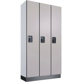 Global Industrial 1-Tier 3 Door Digital Wood Locker, 36"W x 15"D x 72"H, Gray, Unassembled