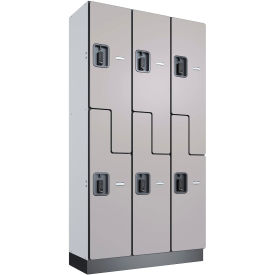 Global Industrial 2-Tier 6 Door Digital Wood Locker, 36"W x 15"D x 72"H, Gray, Unassembled