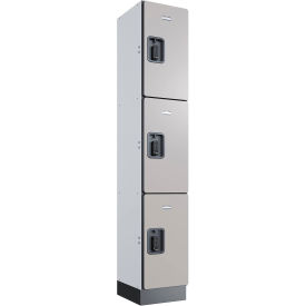 Global Industrial 3-Tier 3 Door Digital Wood Locker, 12"W x 15"D x 72"H, Gray, Unassembled