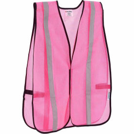 Global Industrial Hi-Vis Pink Safety Vest, 2" Reflective Strips, Mesh, One Size