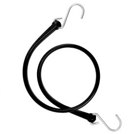 36" Industrial Grade Polyurethane Bungee Tarp Strap, Galvanized Steel Hooks - Black - Pkg Qty 48