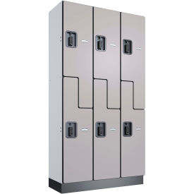 Global Industrial 2-Tier 6 Door Digital Wood Locker, 36"W x 15"D x 72"H, Gray, Assembled