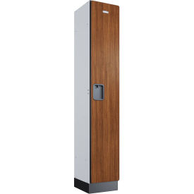 Global Industrial 1-Tier 1 Door Wood Locker, 12"W x 15"D x 72"H, Cherry, Assembled