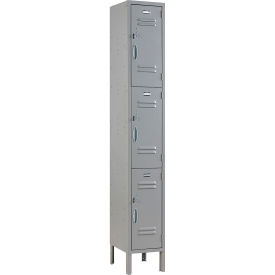 Global Industrial Capital 3-Tier 3 Door Locker, 12"W x 15"D x 78"H, Gray, Assembled