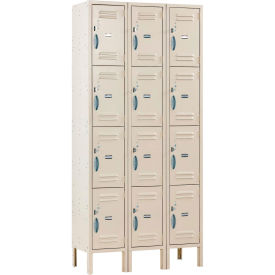 Global Industrial Capital 4-Tier 12 Door Locker, 36"W x 15"D x 78"H, Tan, Assembled