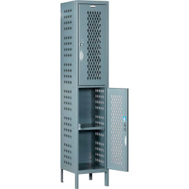 Global Industrial Capital 2-Tier 2 Door Ventilated Locker, 15"Wx18"Dx36"H, Assembled