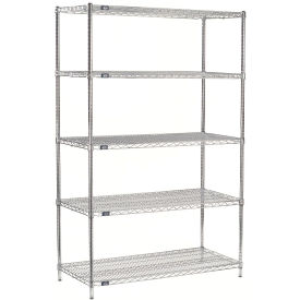 Global Industrial 5 Shelf, Chrome Wire Shelving Unit, Starter, 42"W x 14"D x 63"H