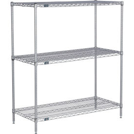 Global Industrial 3 Shelf, Nexelate Silver Epoxy Wire Shelving Unit, Starter, 48"W x 21"D x 54"H