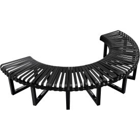 Global Industrial Outdoor Curved Bench, Steel Slat, Half Circle, Black