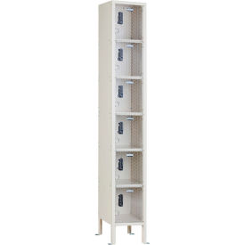 Global Industrial 6-Tier 6 Door Clear View Locker, Digital Lock, 12"Wx12"Dx78"H, Tan, Unassembled