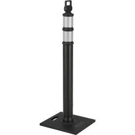 Global Industrial Reflective Delineator Post with Square Base, 49"H, Black
