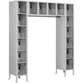 Global Industrial 16 Person Clear View Locker, Digital Lock, 72"W x 18"D x 78"H, Gray, Assembled