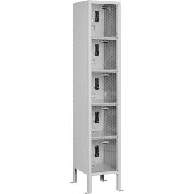 Global Industrial 5-Tier 5 Door Clear View Locker, Digital Lock, 12"W x 12"D x 66"H,Gray, Assembled