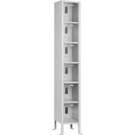 Global Industrial 6-Tier 6 Door Clear View Locker, Digital Lock, 12"W x 15"D x 78"H,Gray, Assembled