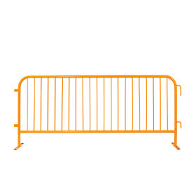 Global Industrial Steel Crowd Control Barrier, 8-1/2'L x 43"H, Flat Feet, Powder Coat Yellow