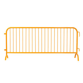 Global Industrial Steel Crowd Control Barrier, 8-1/2'L x 43"H, Bridge Feet, Powder Coat Yellow
