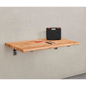Global Industrial Folding Wall Mount Workbench, 48 x 24", 1-3/4" Maple Butcher Block Top