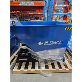 OPEN-BOX Global Industrial Steel Self-Dumping Forklift Hopper W/Bump Release, 1 Cu. Yd, CLEARANCE