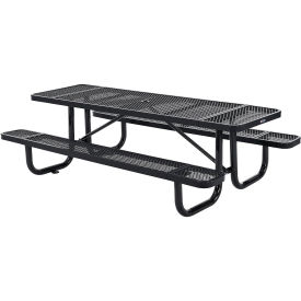 Global Industrial 8' LRectangular Picnic Table, Expanded Metal, Black