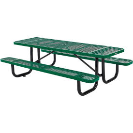 Global Industrial 8'L Rectangular Picnic Table, Expanded Metal, Green