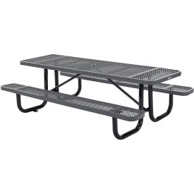 Global Industrial 8'L Rectangular Picnic Table, Expanded Metal, Gray