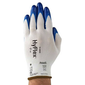 HyFlex® 15-Gauge Nylon Gloves, Ansell 11-900, Blue Nitrile Palm Coat, Knitwrist, SZ 9, 1 Pair - Pkg Qty 12