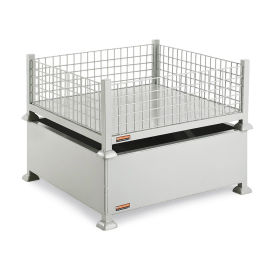 Mini-Bulk Container with Wire Mesh Sides, 38x38x16, 2600 Lb Capacity
