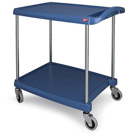 Metro myCart™ 2-Shelf Utility Cart with Chrome-Plated Posts, Blue, 28x23" Shelves