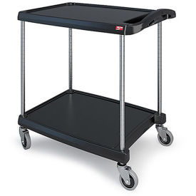 Metro myCart™ 2-Shelf Utility Cart with Chrome-Plated Posts, Black, 28x23" Shelves