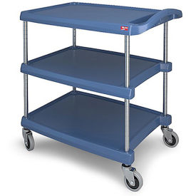 Metro myCart™ 3-Shelf Utility Cart with Chrome-Plated Posts, Blue, 28x23" Shelves