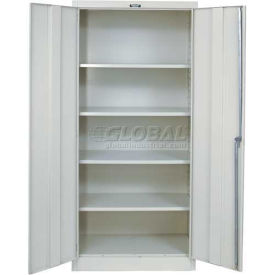 Storage Cabinet, 36"W x 24"D x 78"H, Parchment, Knock-Down