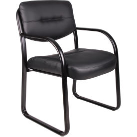 Global Industrial Sled Base Side Chair, Leather, Black