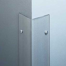 Surface Mounted 90° Corner Guard, 3/4" Wing, 8'H., Clear, Un-Drilled Polycarbonate