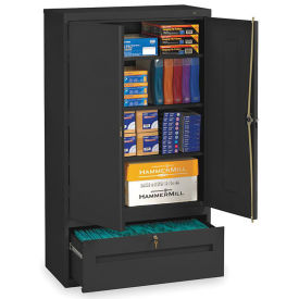 Tennsco Combination Shelf Drawer Cabinet, 36x18x66 1 Drawer, 2 Shelf , Black