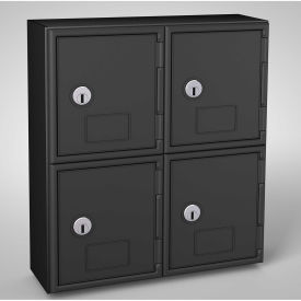United Visual Cell Phone Locker, 4 Door, 11" x 4" x 12-1/2", Black/Black