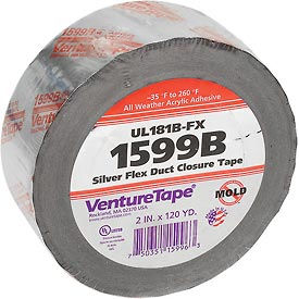 3M VentureTape1599B-G669  UL181B-FX FlexDuct Tape, 2 IN x 120 Yards, Sliver