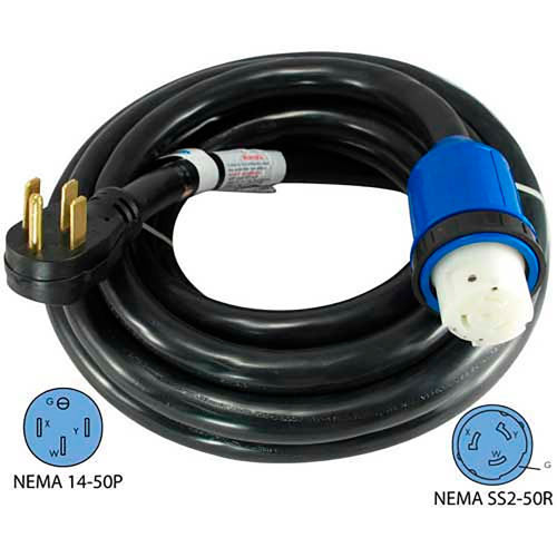 15', 50A, 6/3 + 8/1 STW, RV Detachable Power Cord with NEMA 1450P to